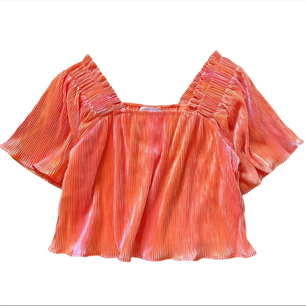QUEEN OF SPARKLES Orange Short Sleeve Top